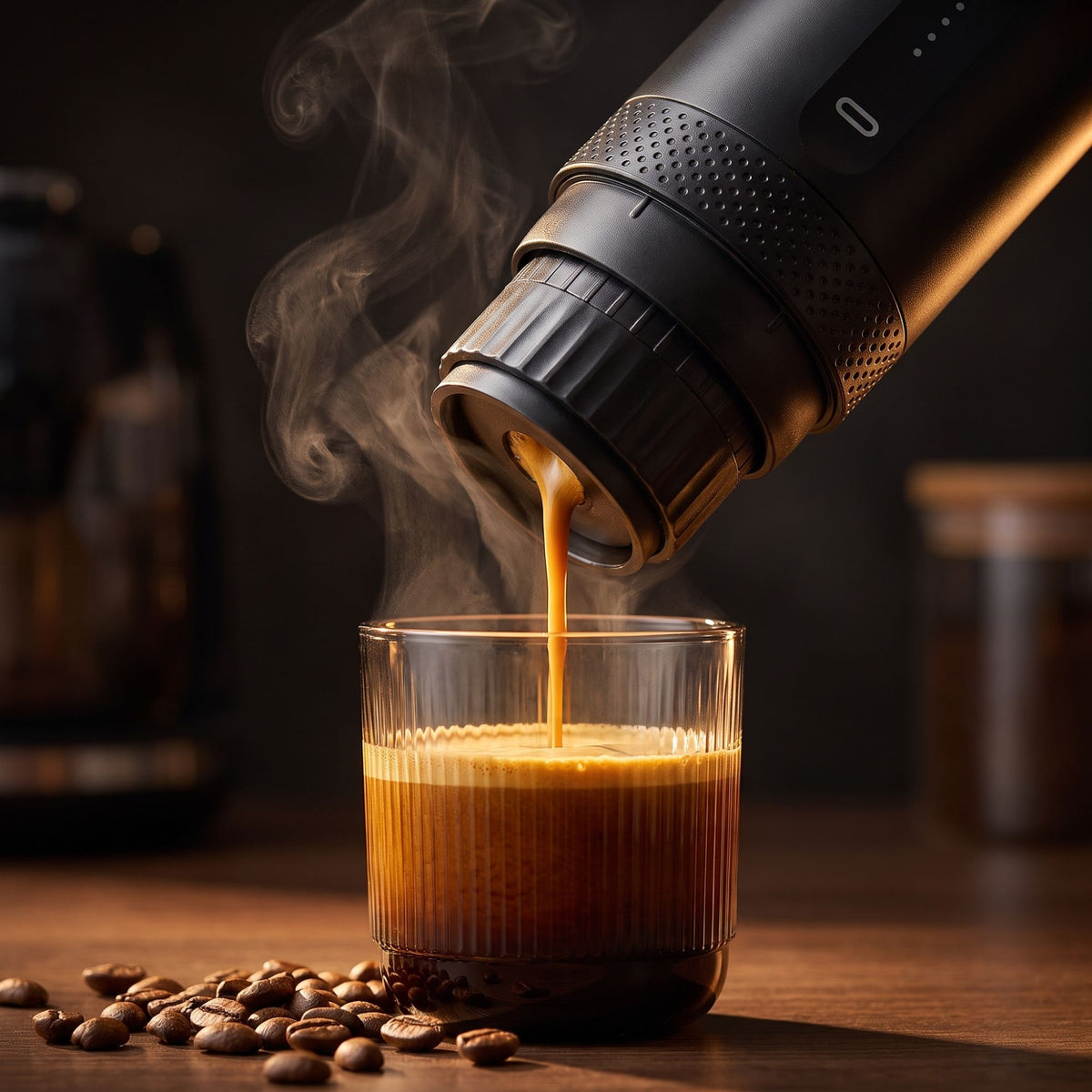 Espresso con crema saliendo de la PortaCafé One
